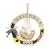 Ghirlandă de coroană de iepurași Decorație de Paște 2022 Decorație de Paște Ghirlandă de iepurași Decorație Coroană de pandantiv iepuraș Umeraș pentru ușă 30CM