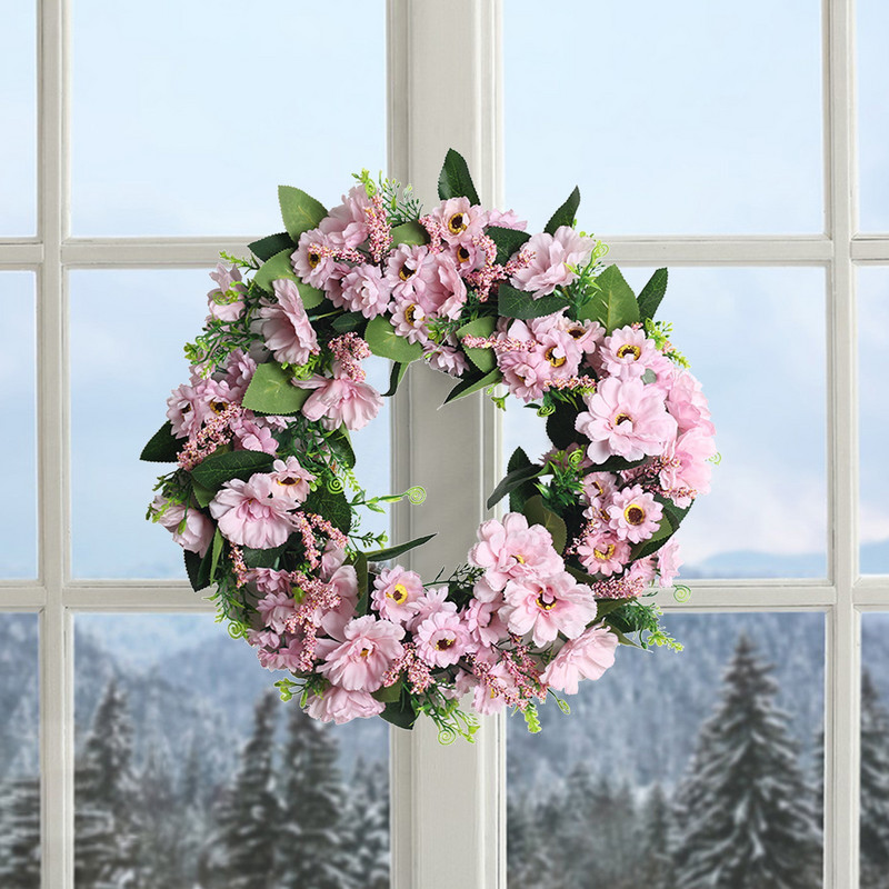 Rudens priekšgala āra vainags Valentīna dienas vainags Mākslīgo ballīšu vainags Žāvēti vīnogulāji un mākslīgie ziedi Pavasaris/vasara