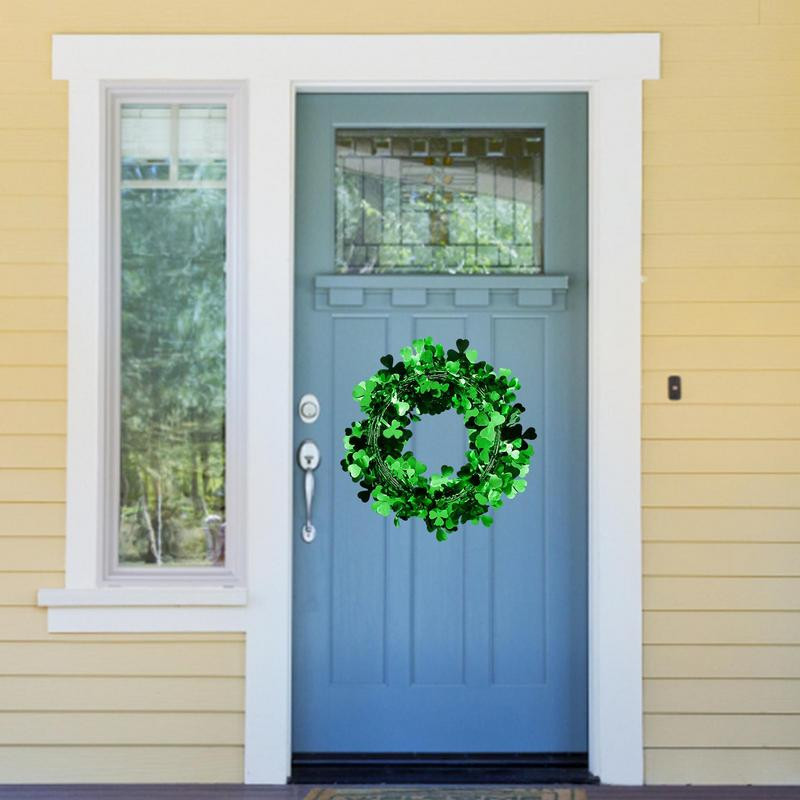 Coronițe verzi artificiale pentru ușa din față Coroniță de perete din cameră cu frunze verzi Coroni de ziua St Patricks pentru decorarea petrecerii de nuntă