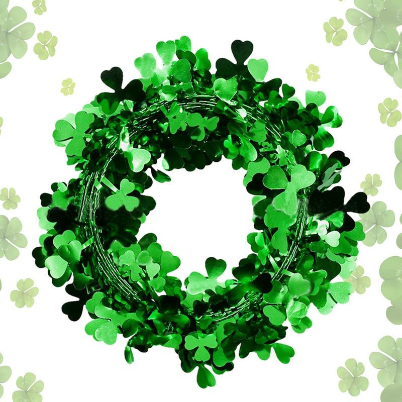 Coronițe verzi artificiale pentru ușa din față Coroniță de perete din cameră cu frunze verzi Coroni de ziua St Patricks pentru decorarea petrecerii de nuntă