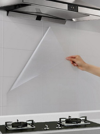 Прозрачен протектор за стена Кухненски прозрачен лъскав самозалепващ се маслоустойчив водоустойчив стикер Подвижен защитен шкаф Пръски