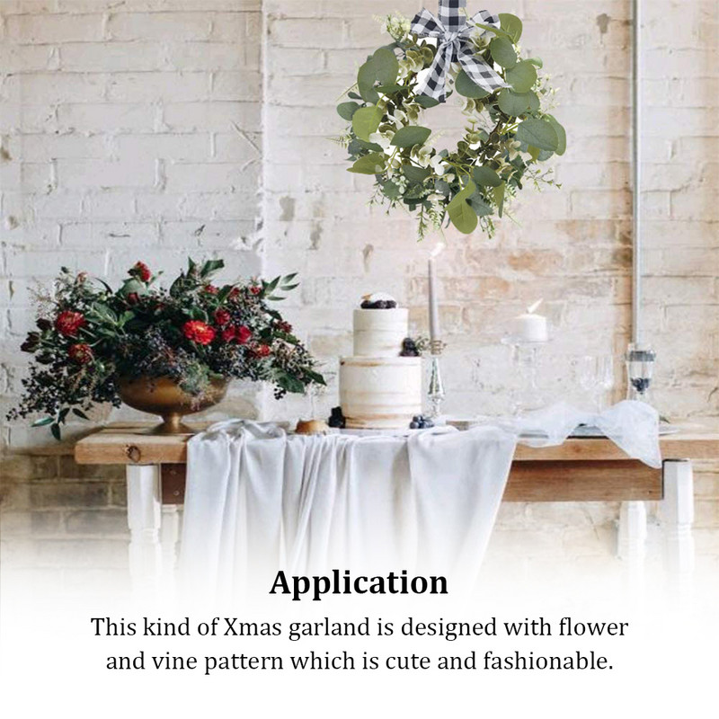 Ziemassvētku priekšējo durvju vainags mākslīgo lapu vīnogulāju rotājums vītnes sienas piekarināms ornaments guļamistabas biroja viesistabai
