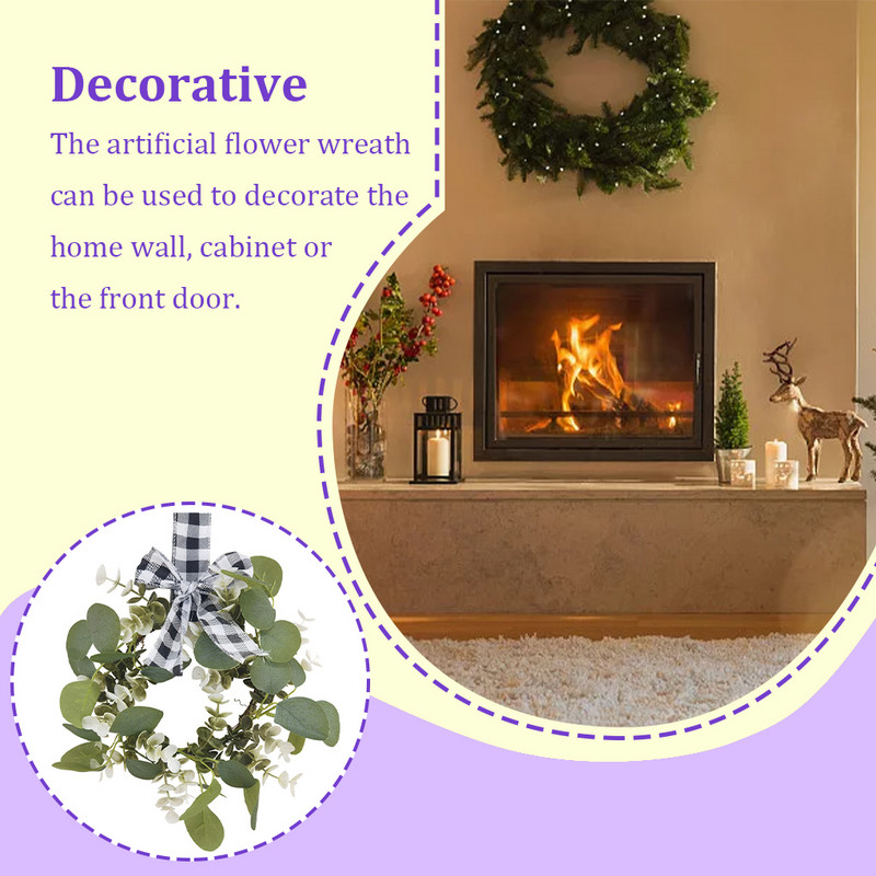 Ziemassvētku priekšējo durvju vainags mākslīgo lapu vīnogulāju rotājums vītnes sienas piekarināms ornaments guļamistabas biroja viesistabai