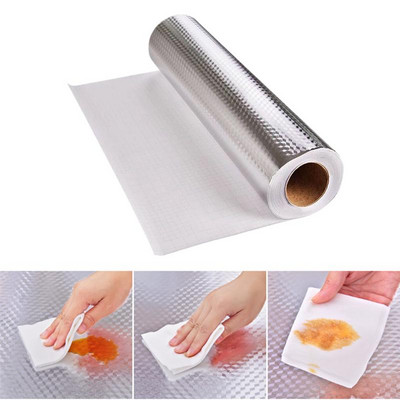 Self-adhesive Heat Resisting Waterproof Aluminum Foil Paper Grease-proof Oil-proof Leak-proof Wall Sticker Kitchen Supplies