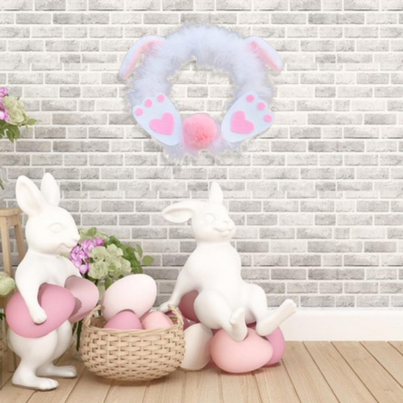 Πασχαλινό κουνέλι στεφάνι βελούδινο μενταγιόν γιρλάντα κουνέλι στεφάνι Αξεσουάρ σπιτιού