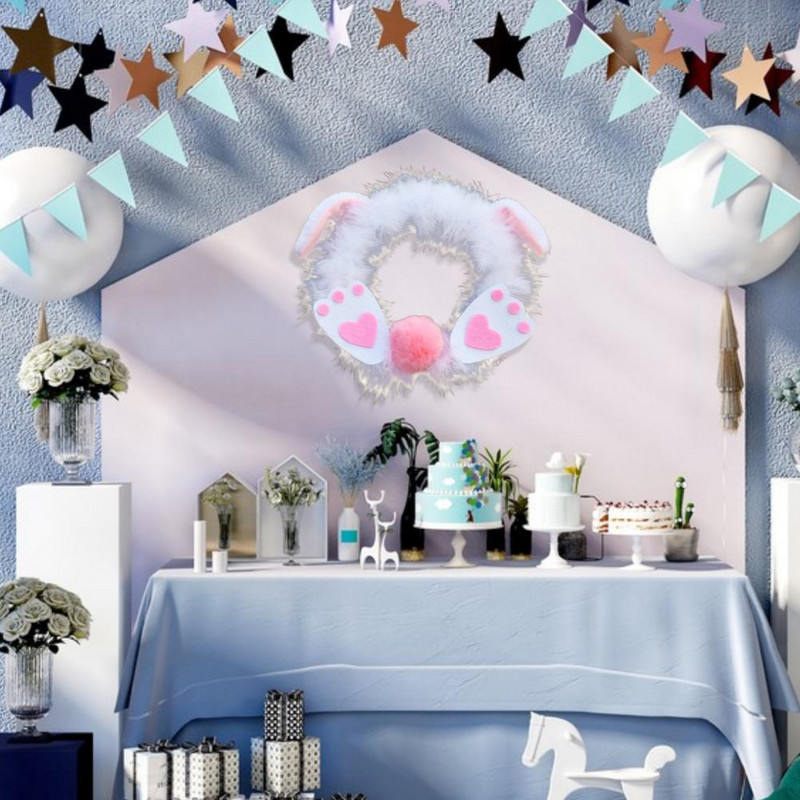 Πασχαλινό κουνέλι στεφάνι βελούδινο μενταγιόν γιρλάντα κουνέλι στεφάνι Αξεσουάρ σπιτιού