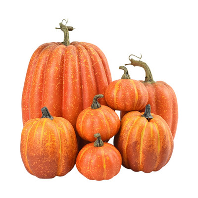 7pcs Artificial Pumpkins Fake Simulation Pumpkin Halloween Thanksgiving Decor