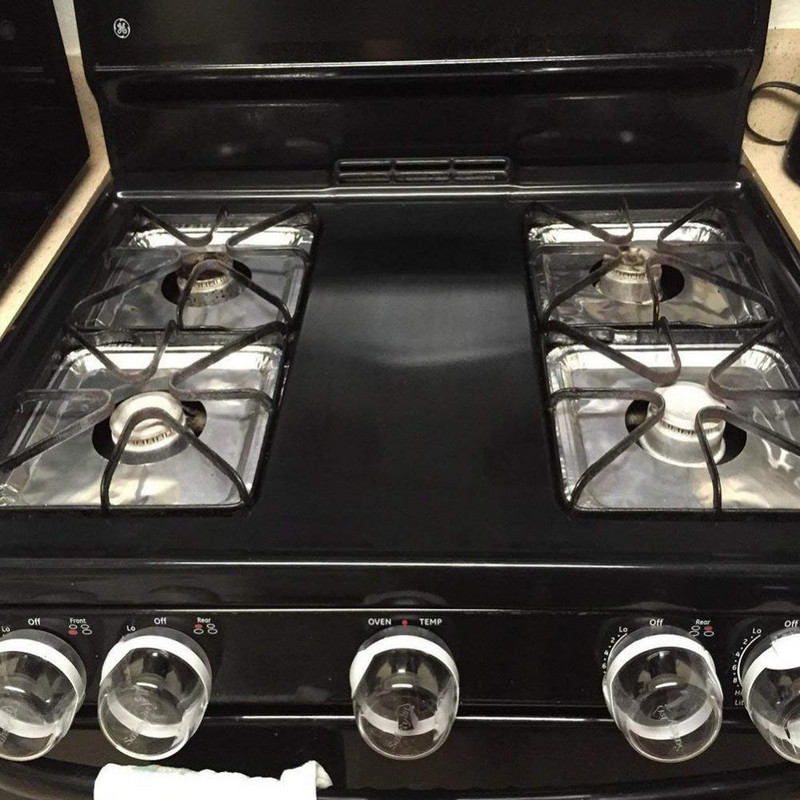 Capacă 10 bucăți pătrate din folie de aluminiu îngroșată, rotunde, pentru arzătoare pentru aragaz, capace pentru cuptor cu gaz, pentru căptușeli de top pentru aragaz, curățare rezistentă la ulei