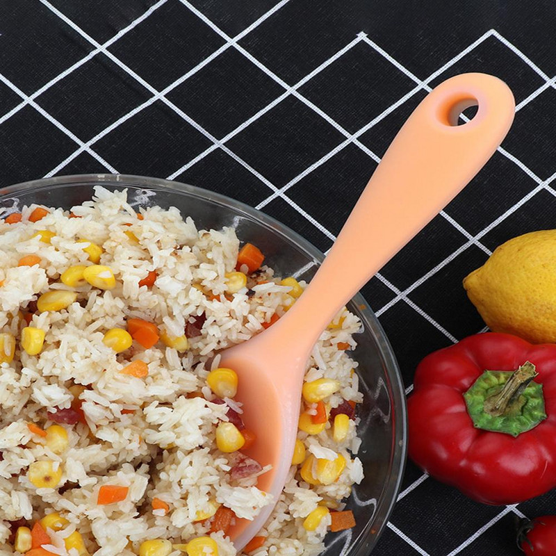 Aukštai temperatūrai atsparus silikoninis ryžių šaukštas su ilga rankena Maisto gaminimo įrankiai Virtuvės priedai