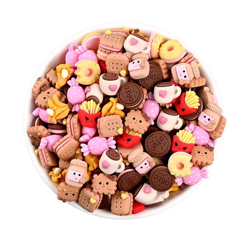 20 tk Mini simulatsioonikompvekid, küpsised, sõõrikud, lameda seljaga vaik Cabochon Kawaii võltstoit Väljalõigete album Käsitöö DIY Juukseaksessuaarid Dekoratsioon