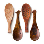 Lingură de orez din lemn în formă de pește, cioplită manual, lingură creativă de orez, cadou, lingură de lemn, ceai, cafea, lemn