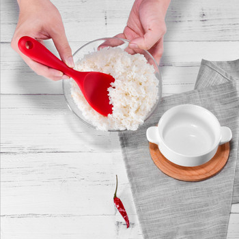 1 τεμ. μακρύ χερούλι κουτάλι ρυζιού ποιότητας τροφίμων σιλικόνης ανθεκτικό στη θερμότητα αντικολλητικό κουτάλι ρυζιού εργαλεία μαγειρικής αξεσουάρ κουζίνας