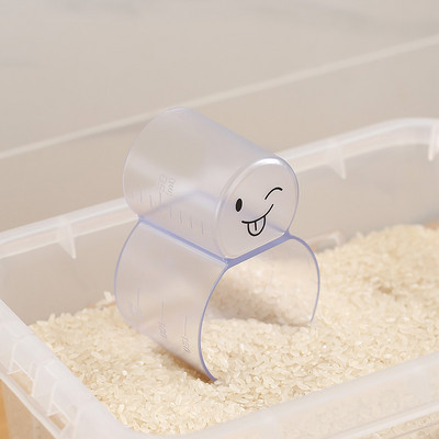 Linguriță de orez lingură multifuncțională, transparentă, linguriță de măsurare, linguriță pentru gheață, lingură pentru făină, mâner pentru cereale grosiere, cu clemă de bucătărie