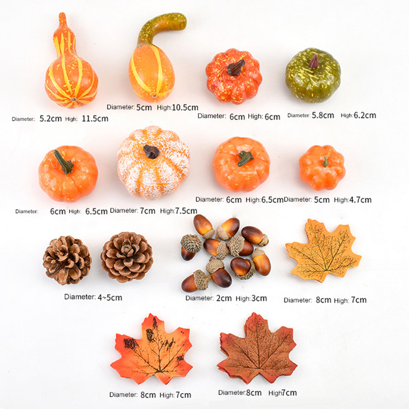 50 τεμ./Σετ προσομοίωσης κολοκύθες σφενδάμου κουκουνάρι για την Ημέρα των Ευχαριστιών για την Ημέρα των Ευχαριστιών, Απόκριες