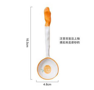 Lingură minunată din ceramică, desene desenate japoneze pictate manual, lingură de desert pentru uz casnic, mâner lung pentru copii, lingură mică pentru supă pentru mâncare și băutură