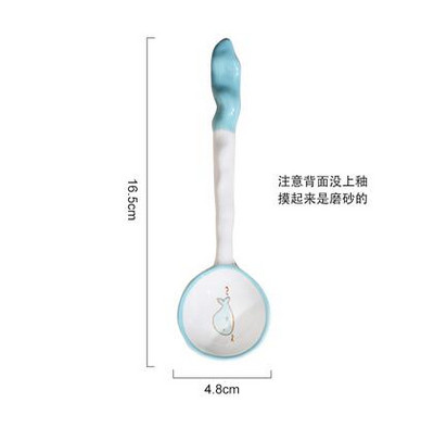 Lingură minunată din ceramică, desene desenate japoneze pictate manual, lingură de desert pentru uz casnic, mâner lung pentru copii, lingură mică pentru supă pentru mâncare și băutură