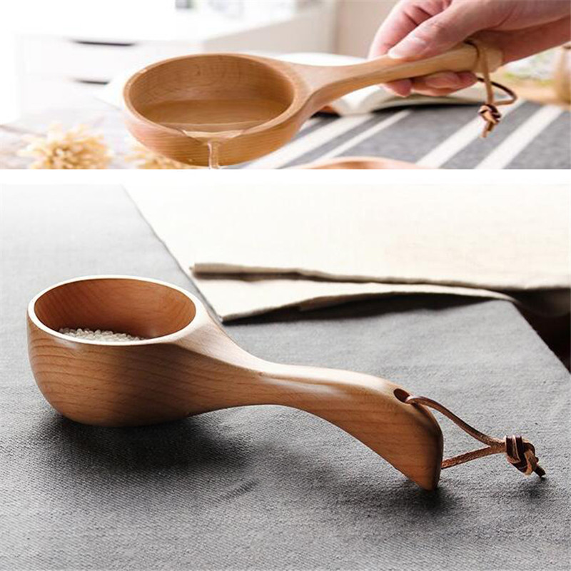 Μακρύ χερούλι Ξύλινο κουτάλι σούπας Φυσικό ξύλινο κουτάλι ρυζιού Υγιές οικολογικό ξύλο επιτραπέζια σκεύη αξεσουάρ κουζίνας