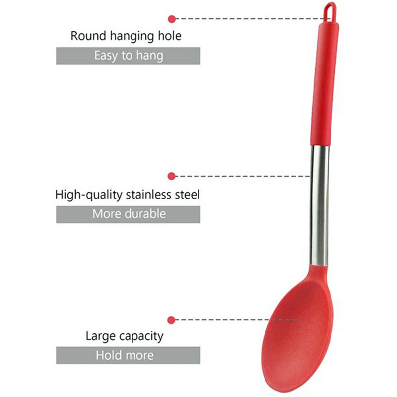 Venlohome nepiedegoša silikona kausa zupas karote ar izliektu rokturi karstumizturīga apaļa liekšķere ar higiēnisku pārklājumu FDA gatavošanas piederumi