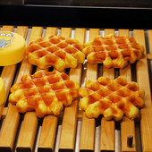 Simulation Waffle Bubble Waffle Breakfast Shop Model Dessert Cream Matching Props Βιτρίνα σκοποβολής