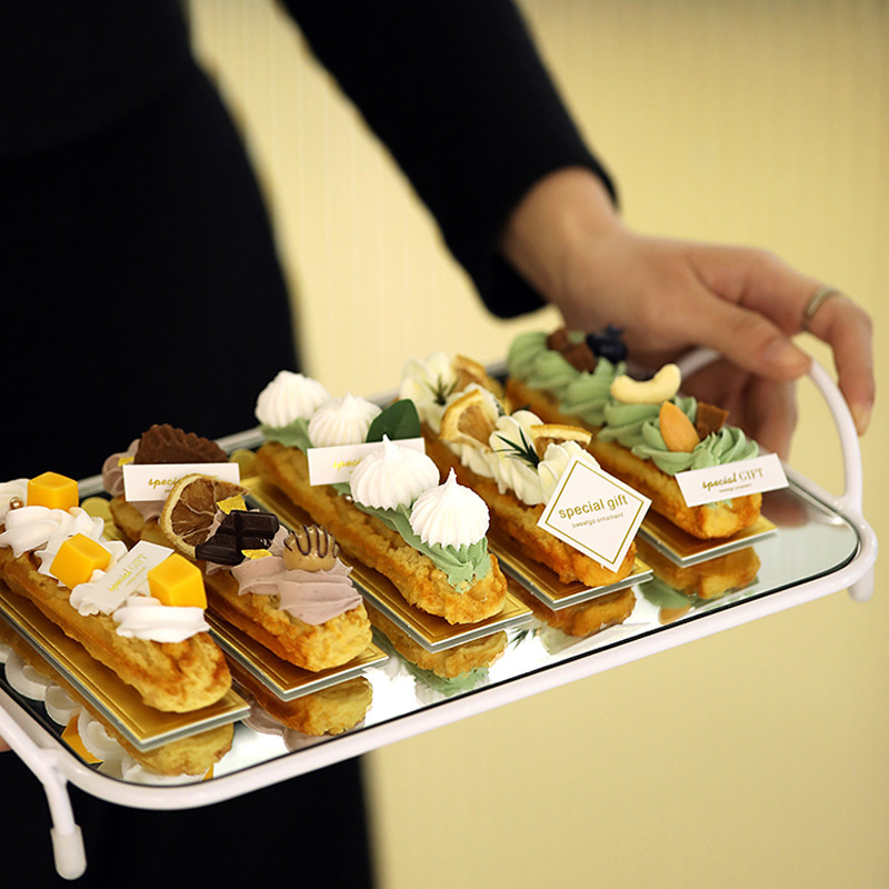 Simulare Eclair Puff Model Finger Puff Mâncare artificială Cremă falsă Prăjituri cu fructe Desert franțuzesc Rezită foto ceai Decorare masă