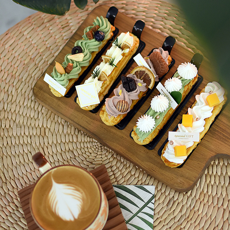 Simulare Eclair Puff Model Finger Puff Mâncare artificială Cremă falsă Prăjituri cu fructe Desert franțuzesc Rezită foto ceai Decorare masă