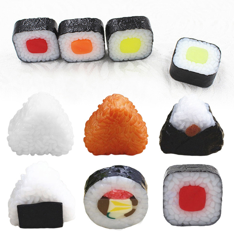 Mâncare falsă artificială Sushi Somon Model Rollo de orez Recuzită pentru fotografie Ornament de casă Artizanat Decorare alimentară Jucării pentru copii Simulare
