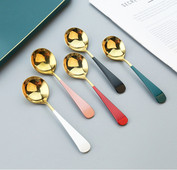 1 vnt 304 nerūdijančio plieno daugiaspalvis sriubos šaukštas vakarienės šaukštas su ilga rankena desertinis šaukštas virtuvės stalo reikmenims Kavos samtelis