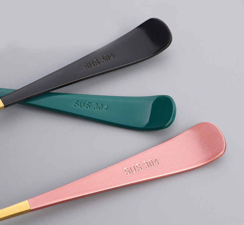 1 vnt 304 nerūdijančio plieno daugiaspalvis sriubos šaukštas vakarienės šaukštas su ilga rankena desertinis šaukštas virtuvės stalo reikmenims Kavos samtelis