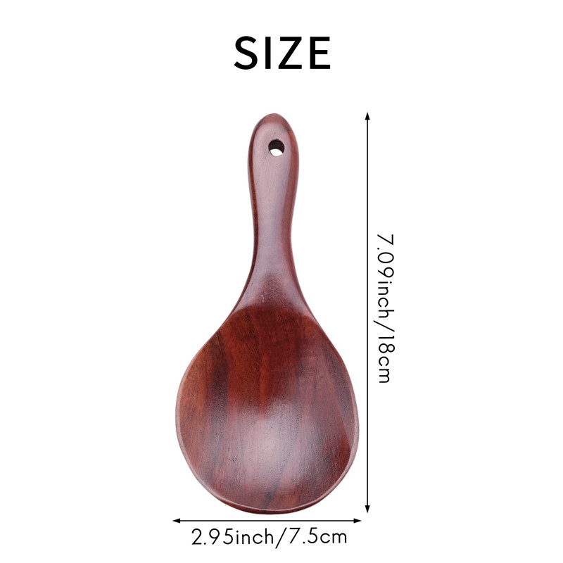 2X lingură din lemn de tec Lingură de orez din lemn masiv natural Paletă de orez din lemn Lingură mare de servire pentru cartofi Ustensile de bucătărie din lemn