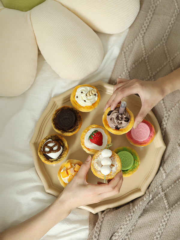 Model de tartă cu ouă falsă artificială, simulare, tartă cu ouă cu fructe, magazin de prăjituri, vitrine, decorare, bricolaj, petrecere, alimente, recuzită pentru fotografie