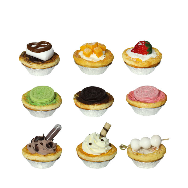 Model de tartă cu ouă falsă artificială, simulare, tartă cu ouă cu fructe, magazin de prăjituri, vitrine, decorare, bricolaj, petrecere, alimente, recuzită pentru fotografie