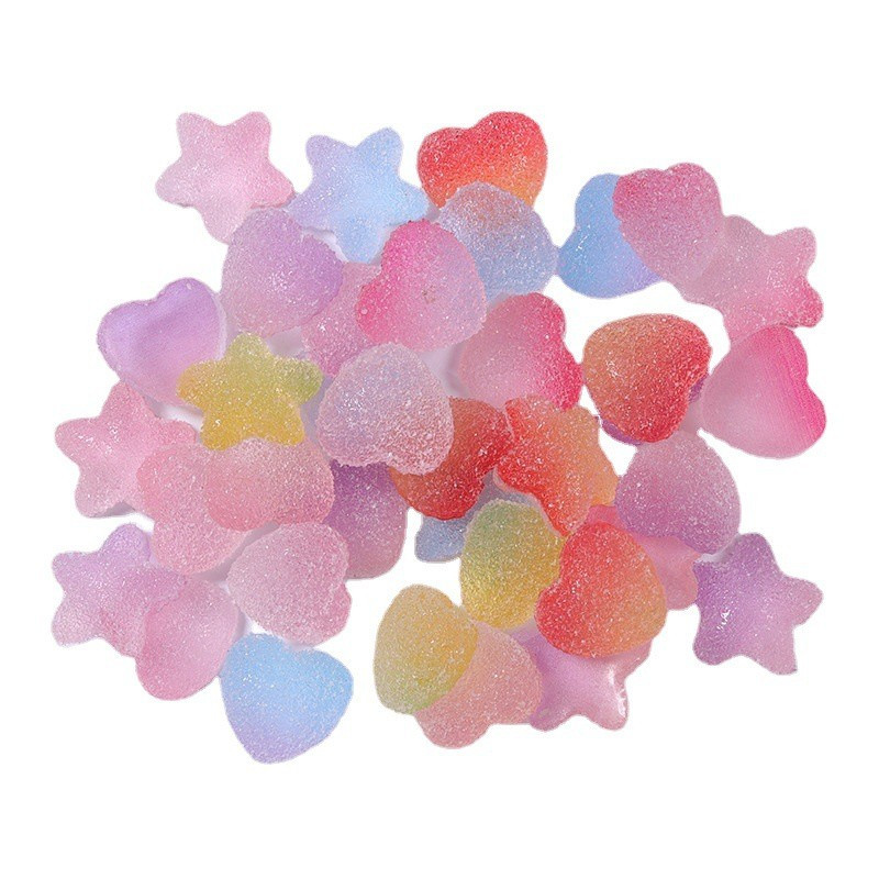 20 бр. Сърце Дъга Бонбони Изкуствена захар Храна Сладкиши Орнамент Фигурка Занаят Миниатюрна куклена къща Декорация на дома Направи си сам Accessoy