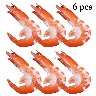 6PCS Simulation Shrimp Fake Food Model High Imitation Shrimp Shooting Prop Photo Props Προσομοίωση γαρίδων PVC Μοντέλο καβούρι αστακού