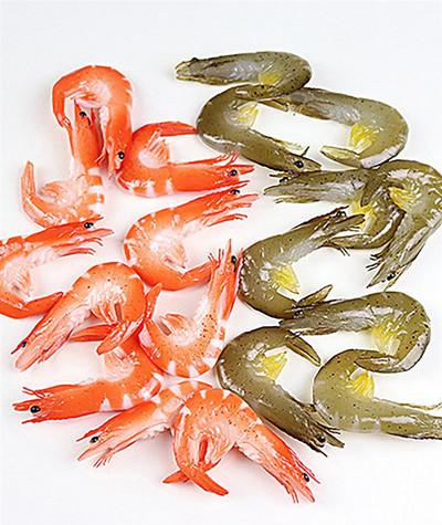 6PCS Simulation Shrimp Fake Food Model High Imitation Shrimp Shooting Prop Photo Props Προσομοίωση γαρίδων PVC Μοντέλο καβούρι αστακού