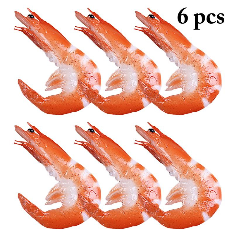 6PCS Simulation Shrimp Fake Food Model High Imitation Shrimp Shooting Prop Photo Props Προσομοίωση γαρίδων PVC Μοντέλο καβούρι αστακού