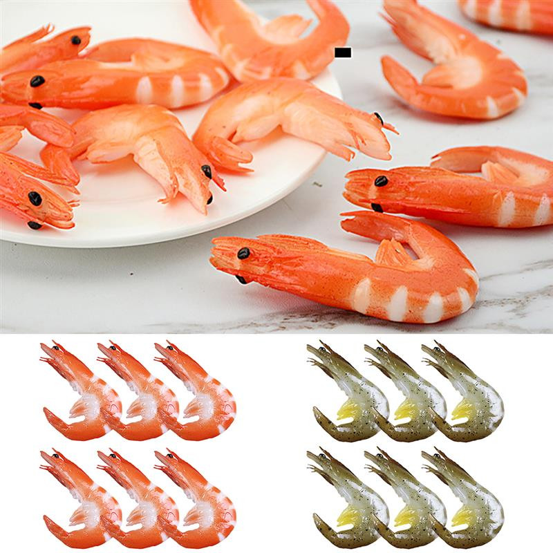 6PCS Simulation Shrimp Fake Food Model High Imitation Shrimp Shooting Prop Photo Props Προσομοίωση γαρίδων PVC Μοντέλο καβούρι αστακού