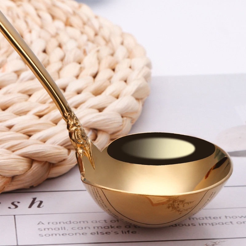 304 Nerūdijančio plieno sriubos kaušelis Virimo įrankis Virtuvės priedai Auksinis kaušelis Stalo reikmenys Paauksuotas sriubos serviravimo šaukštas