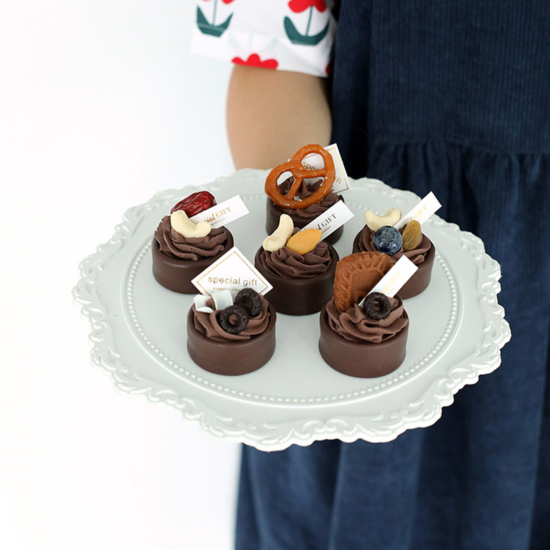 Simulatsioon Šokolaaditaoline pähkliküpsis Väike kook Magustoit Kunstlik toit Fotorekvisiit Pulmalaud Koogipood Võltskoogi kaunistus