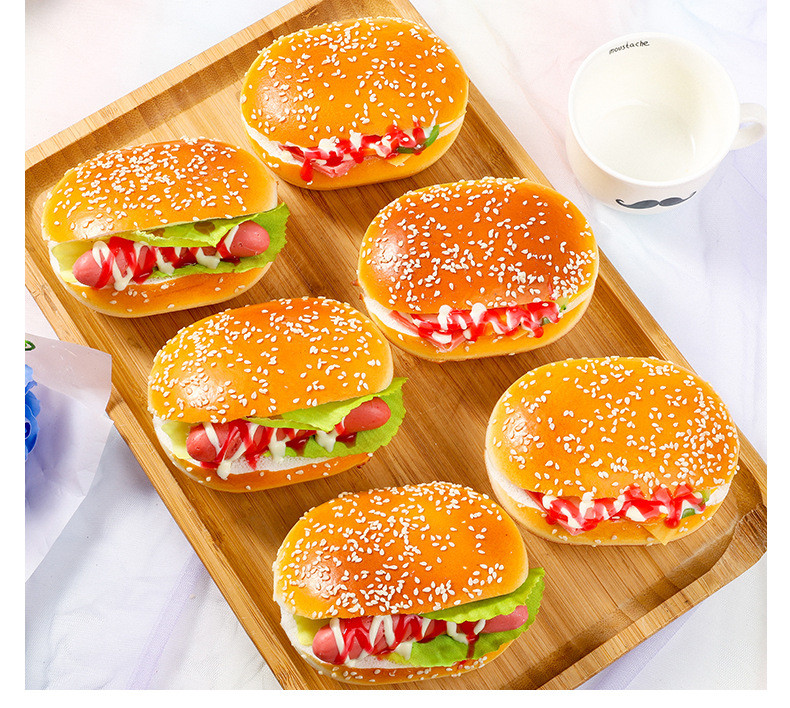 11*7*5CM Simulare Hot Dog Foto Prop Hamburger Artificial Pâine Falsă Tort Jucării amuzante Fast Food Magazin Afișare Decor Copii Favoare