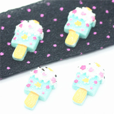 Miniaturi de înghețată artificială din rășină de 16mmX27mm|Caboșoane de înghețată cu spate plat din rășină|Miniaturi de înghețată pentru casă de păpuși|Posicle din rășină