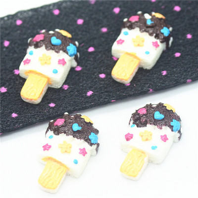 Miniaturi de înghețată artificială din rășină de 16mmX27mm|Caboșoane de înghețată cu spate plat din rășină|Miniaturi de înghețată pentru casă de păpuși|Posicle din rășină