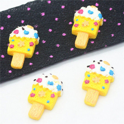 Miniaturi de înghețată artificială din rășină de 16mmX27mm|Caboșoane de înghețată cu spate plat din rășină|Miniaturi de înghețată pentru casă de păpuși|Posicle din rășină