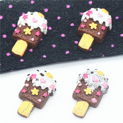 Miniaturi de înghețată artificială din rășină de 16mmX27mm|Caboșoane de înghețată cu spate plat din rășină|Miniaturi de înghețată pentru casă de păpuși|Posicle din rășină