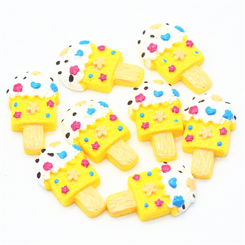 Miniaturi de înghețată artificială din rășină de 16mmX27mm|Caboșoane de înghețată cu spate plat din rășină|Miniaturi de înghețată pentru casă de păpuși|Posicle din rășină