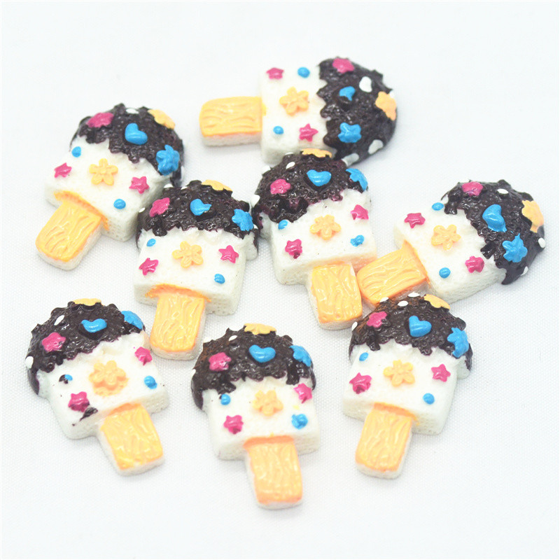 Miniaturi de înghețată artificială din rășină de 16mmX27mm|Caboșoane de înghețată cu spate plat din rășină|Miniaturi de înghețată pentru casă de păpuși|Posicle din rășină