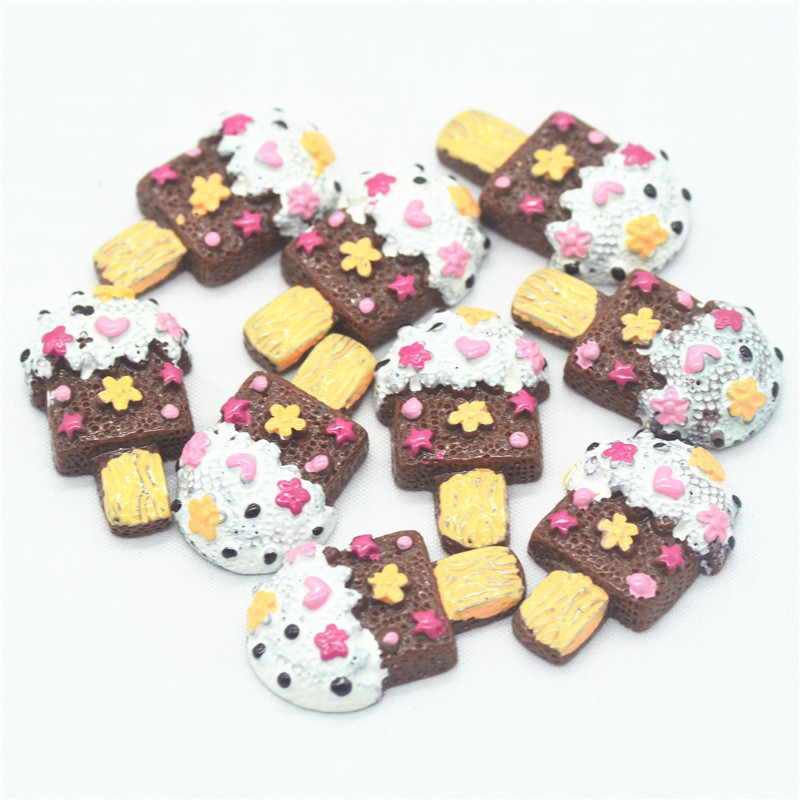 Miniaturi de înghețată artificială din rășină de 16mmX27mm|Caboșoane de înghețată cu spate plat din rășină|Miniaturi de înghețată pentru casă de păpuși|Posicle din rășină