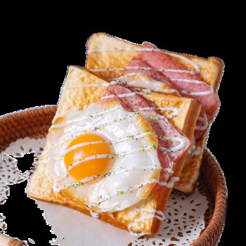 Παιχνίδι φωτογραφικά στηρίγματα Βιτρίνα καταστήματος Προβολή Διακόσμηση σπιτιού Προσομοίωση Μοντέλο αρτοποιίας Τροφίμων Τηγανητό Αυγό Τοστ Μπέικον Τεχνητό ψωμί
