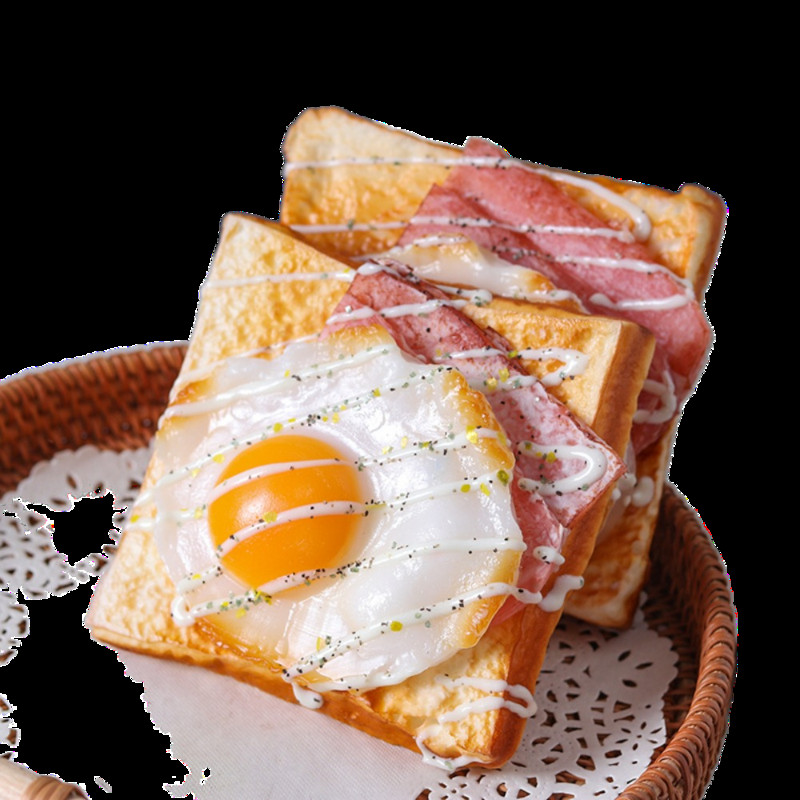 Играчка Фотореквизит Витрина Дисплей Декорация на дома Симулация Пекарна Модел на храна Пържено яйце Бекон Тост Изкуствен хляб