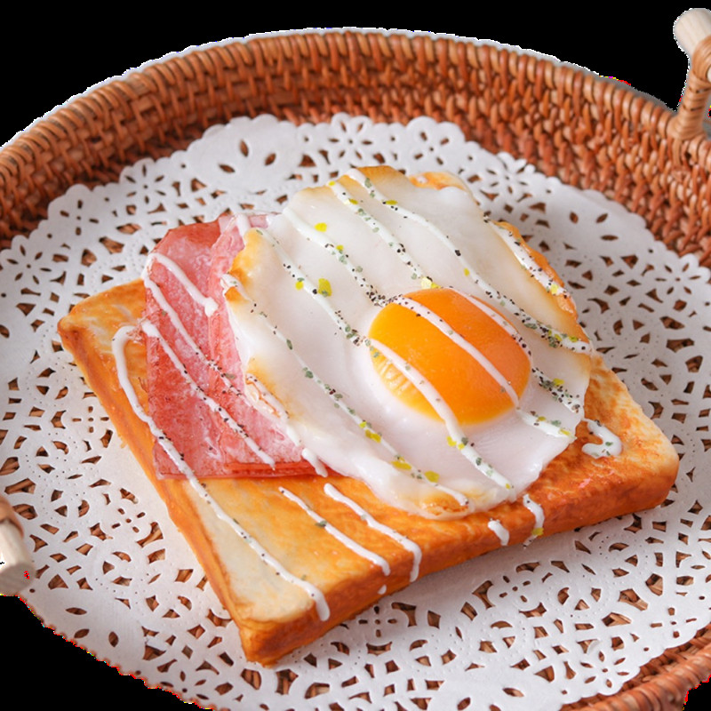 Играчка Фотореквизит Витрина Дисплей Декорация на дома Симулация Пекарна Модел на храна Пържено яйце Бекон Тост Изкуствен хляб