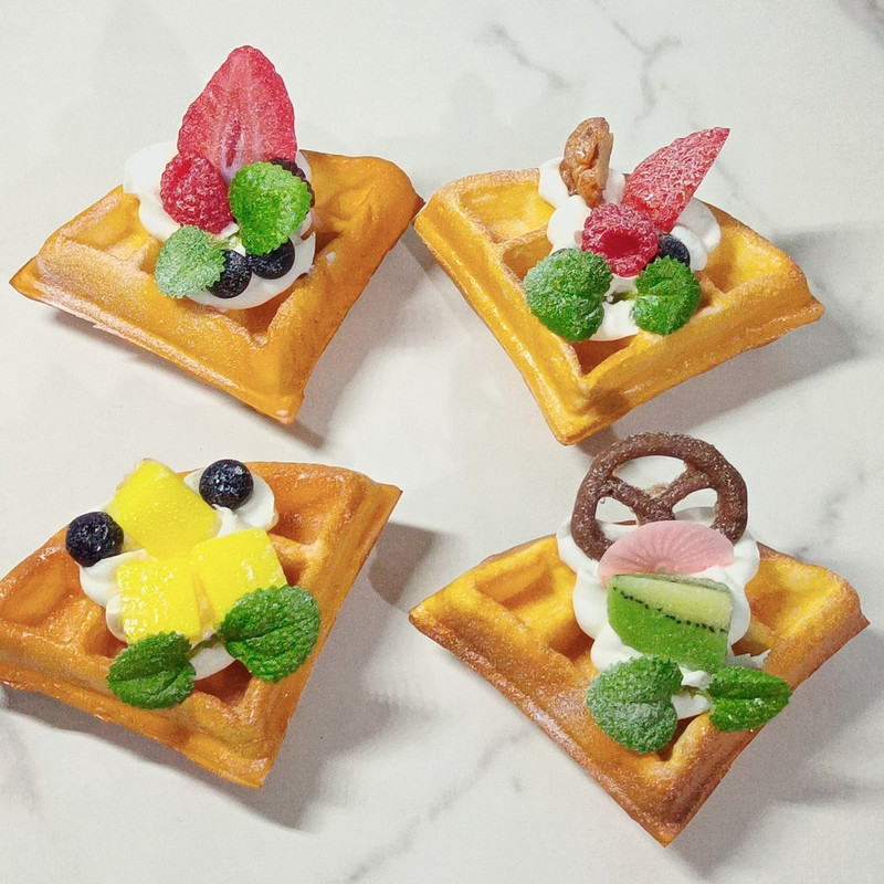 4 bucăți model de vafe de simulare fructe false pâine prăjitură mâncare occidentală desert decorare accesorii foto jucării pentru copii